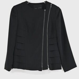 YANSI FUGEL Jacket Womens Size‎ 4 Black Moto Double Zipper Grunge Bikercore NEW